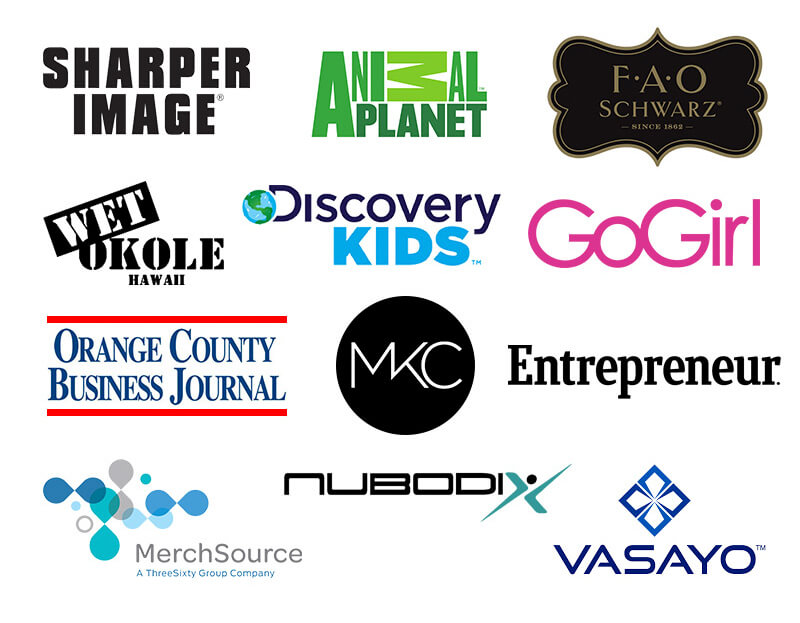 VVMG Clients: Sharper Image, Animal Planet, FAO Schwarz, Wet Okole, Discovery Kids, GoGirl, Orange County Business Journal, MKC, Entrepreneur, MerchSource, Nubodix, Vasayo